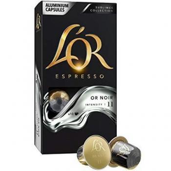 L'OR Espresso Café Or Noir, intensidad 11, 10 cápsulas de aluminio