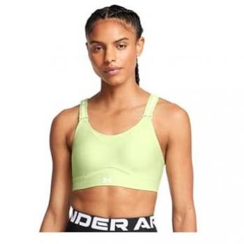Sujetador deportivo Under Armour Infinity High 2.0, color Verde Retro/Blanco, soporte alto, talla XS para mujer
