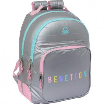 Safta Mochila Doble con Cantoneras Adapt. Carro Benetton Silver 15x32x42 cm