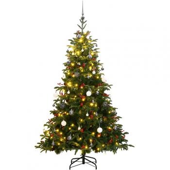 300 LED Hinged Artificial Christmas Tree with Ornaments - 180 cm