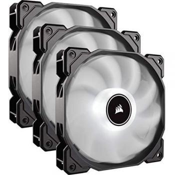 Corsair AF120, Air Series LED - Paquete de 3 ventiladores de refrigeración silencioso de 120 mm, color blanco