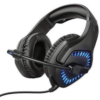 Trust Cascos Gaming GXT 460 Varzz - Auriculares para Gaming con iluminación para PC, Micrófono plegable - Negro