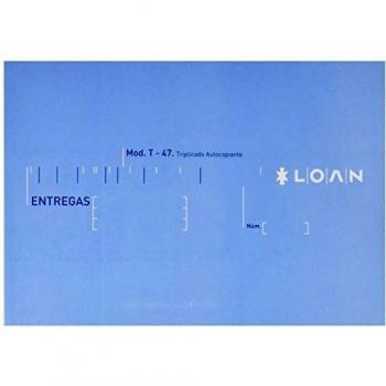 Talonario de Entregas Apaisado Cuarto, Triplicado Autocopia, 50 Hojas, Modelo Loan T-47