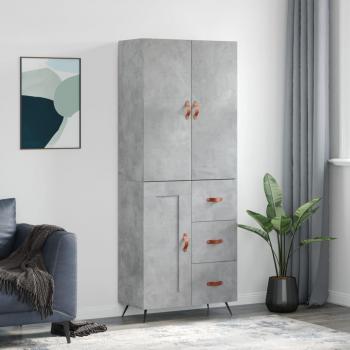 Aparador alto de madera contrachapada gris hormigón 69,5x34x180 cm
