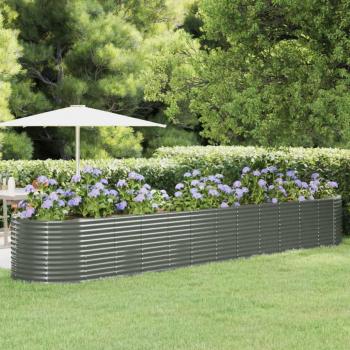 vidaXL Garden Raised Bed Powder-Coated Steel 507x100x68 cm Grey
