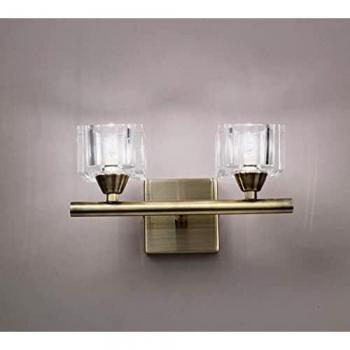 Aplique de Pared Cuadrax 2 Luces en Latón Antiguo