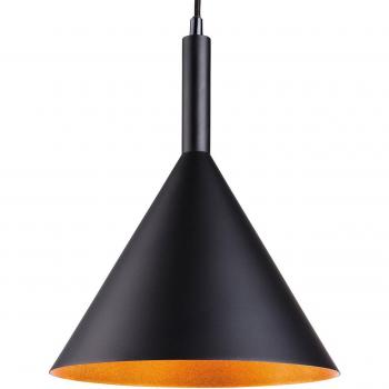 Lámpara colgante tipo domo Everest Negro con interior dorado, 1 bombilla E27, diámetro 37cm
