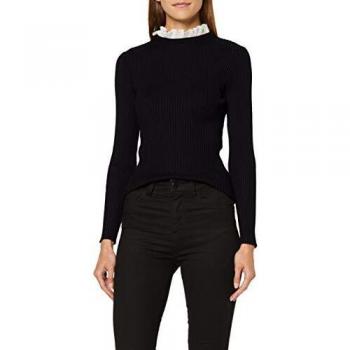 Morgan Pull détail Col victorien MLOU Pullover Sweater, Negro