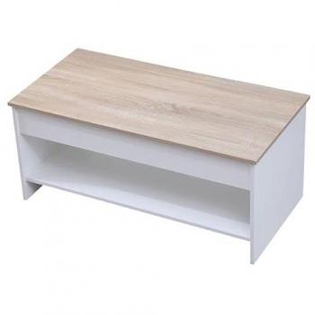 Mesa Baja Elevable Blanca y Madera Hedda - Estilo Escandinavo