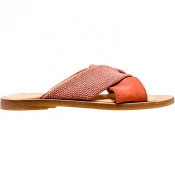 Sandalias de Piel N5194 Tulip rosa con detalle floral en tono blush