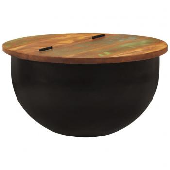 Mesa de centro negra 50x27 cm en madera maciza reciclada