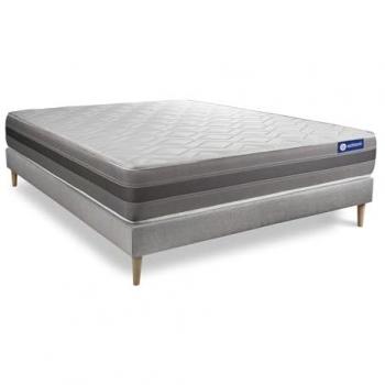 Pack Actisom Somier gris + Colchón con muelles y viscoelástica 180 x 190 cm