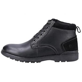 Hush Puppies Dean Men's Black Leather and Suede Memory Foam Chukka Boots - Size UK 6