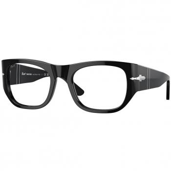 Persol PO3308S 95/GH Men's Eyeglasses Black Size 54 (Frame Only) - Blue Light Block Available, Unisex Sleek Sunglasses with Green Lenses, Black, Size: ONE SIZE