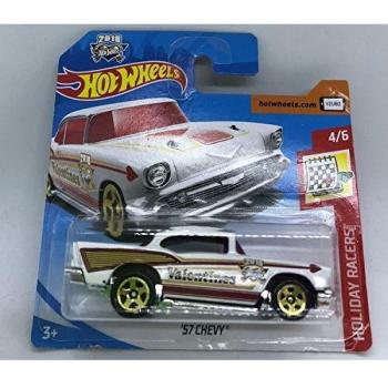 Hot Wheels 2018 '57 Chevy White 4/6 Holiday Racers 100/365