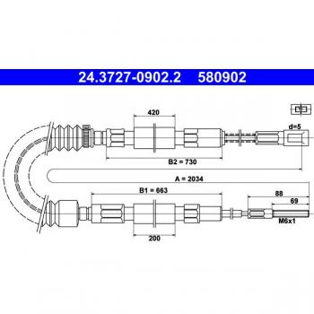 Cable de freno de mano ATE 24.3727-0902.2