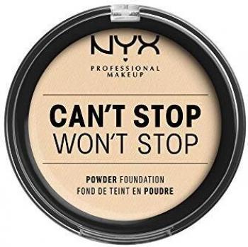 NYX Professional Makeup Polvos de sol Can't Stop Won't Stop Full Coverage Powder Foundation, Acabado mate, Control de brillos, Larga duración, Fórmula vegana, Tono: Pale