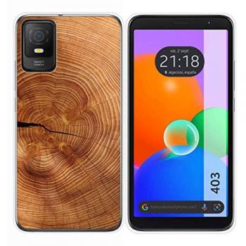 Funda de Silicona para TCL 403 con Diseño de Madera y Dibujos 04
