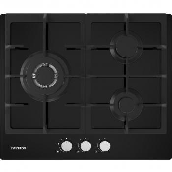 Infiniton GG-331 Placa de Gas, 3 Fuegos, Cristal Negro, Convertible Gas Butano/Natural