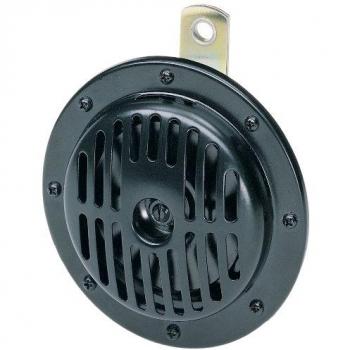Bocina Hella 3CA004811-021 - Klaxon de Alta Potencia 24V - 114dB(A) - Frecuencia: 310Hz - Bajo y Alto Tono - Color Negro