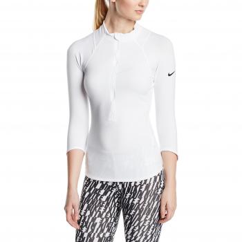 Nike Baseline 1/2 Zip Top - Camiseta para mujer, color blanco / negro, talla XL