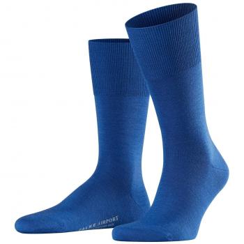 FALKE Men's Airport Socks, Merino Wool Cotton, Blue