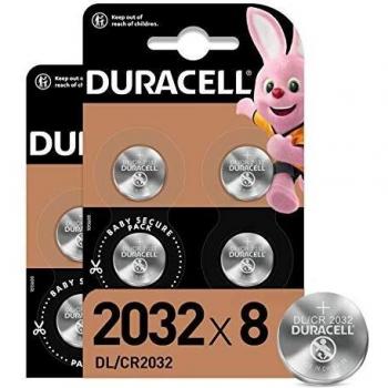 Duracell - Pilas de botón de litio 2032 de 3 V, paquete de 8, con Tecnología Baby Secure, para uso en llaves con sensor magnético, básculas, elementos vestibles, dispositivos médicos