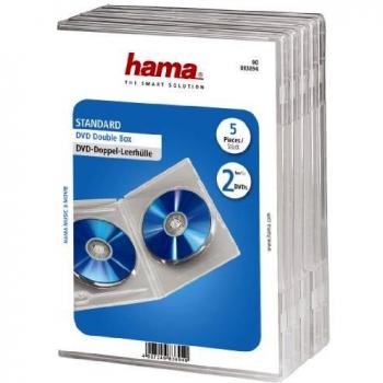 Fundas Hama Doble para DVD, 5 unidades, Transparente, capacidad para 2 discos