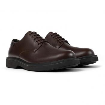Zapatos de cordones para hombre Camper Norman de piel lisa marrón, talla 40
