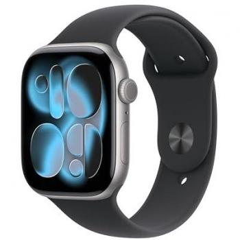 Reloj Smartwatch Apple Watch Series 11 GPS 46mm Caja de Aluminio Gris Espacial con Correa Deportiva Negra M/L, Calidad del Sueño, Monitores de Entreno y Salud, Pantalla Siempre Activa,