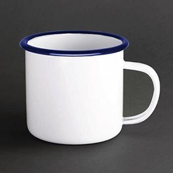 6 x Olympia taza esmaltada 350 ml 12 fl oz vaso de acero inoxidable apto para lavavajillas