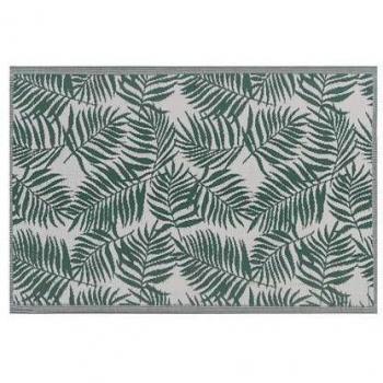 Alfombra Exterior Kota 120 x 180 cm Verde Oscuro con Patrón Floral de Hojas de Palma