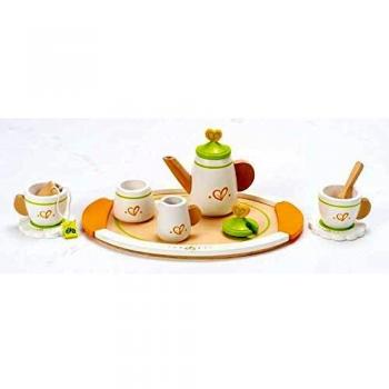 Hape Hape Set de Té para Dos de madera, Juego de té de Madera para Niños y Niñas, Set de Accesorios de Cocina que Incluye 2 Tazas, 2 Platos Pequeños, 1 Cuchara y 1 Bandeja para Servir