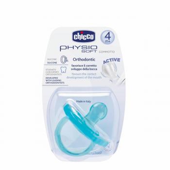 Chicco Physio Soft Gommotto - Chupete de silicona, 4 meses en adelante, color azul