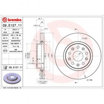 Disco de freno BREMBO 09E12711, tipo ventilado, para el eje frontal, incluye 1 pieza
