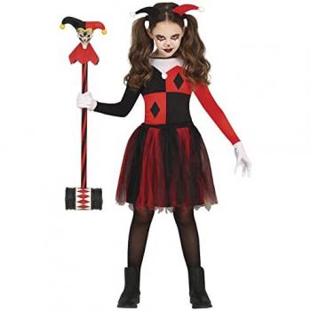 Disfraz Infantil de Arlequín Rojo y Negro con Tutú para Fiestas y Halloween