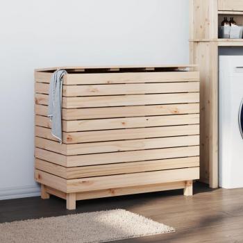 Cesto para la Ropa Sucia de Madera Maciza de Pino, 88,5x44x76 cm, Color Marrón, Diseño Natural y Disponible en Negro y Blanco