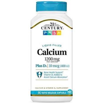 21st Century Calcium Plus D3 Liquid Filled Softgel, 1200 mg, 90 Count