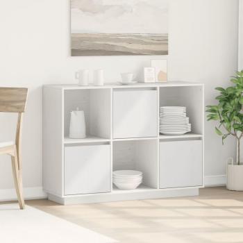Aparador de madera maciza de pino 110,5x35x80 cm, mueble de almacenaje de salón, buffet para salón moderno, armario auxiliar, armario de almacenamiento en color natural y blanco