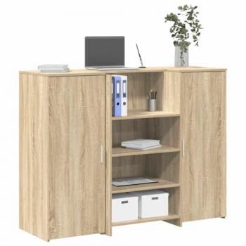 Sonoma Oak Reception Desk - Modern Engineered Wood Office Counter 135x50x103.5 cm