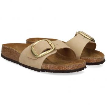 Sandalias Planas Birkenstock Madrid Big Buckle Mujer - Beige Talla 39
