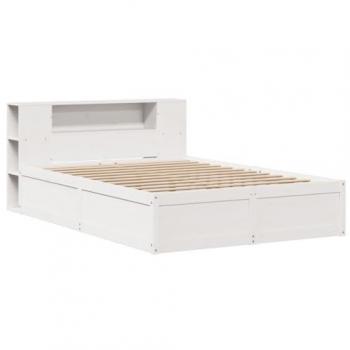 Cama sin colchón blanca 140x190 cm de madera maciza de pino