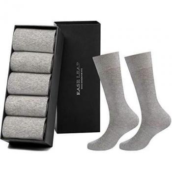 EASE LEAP Calcetines Ejecutivos para Hombre,Largos,Negros,Algodón,Transpirables y Cómodo,Talla40-48