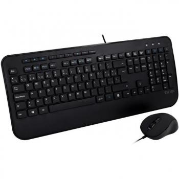V7 CKU300ES Teclado Pro USB de Tamaño Completo con Reposamuñecas y Ratón Combo Ambidiestro - Español QWERTY