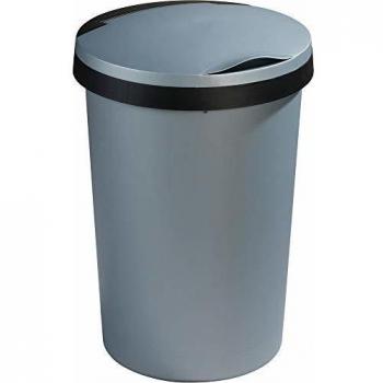Papelera Twinga de 45 litros con tapa plana, metal negro
