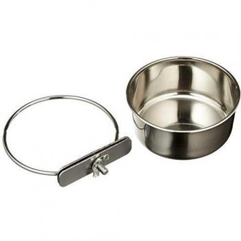 Arquivet Comedero de Acero Inoxidable Loro con palomita 280 ml para pájaros - Accesorios para Aves - Alimentador para pájaros - Contenedor de Comida para Aves