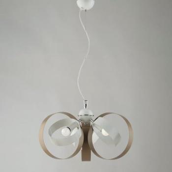 Lámpara Colgante Moderna de Hierro 3 Luces Círculos Blanco y Tortora 44x h26 cm