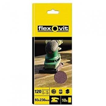 Flexovit 63642526320 Hojas Cortadas de Papel Lija, A203, Blíster, Medio Grano, 80 Tamaño Grano, 93 mm A x 230 mm L, Set de 10