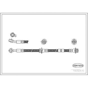 Latiguillo de freno CORTECO 19032470 - manguera de freno, fabricado en material resistente a la presión, diseñado para sistemas de frenos hidráulicos, cumple con normas de calidad y seguridad, compatible con diversos