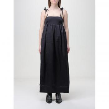 GANNI Women's Black Satin Maxi Dress Size 38